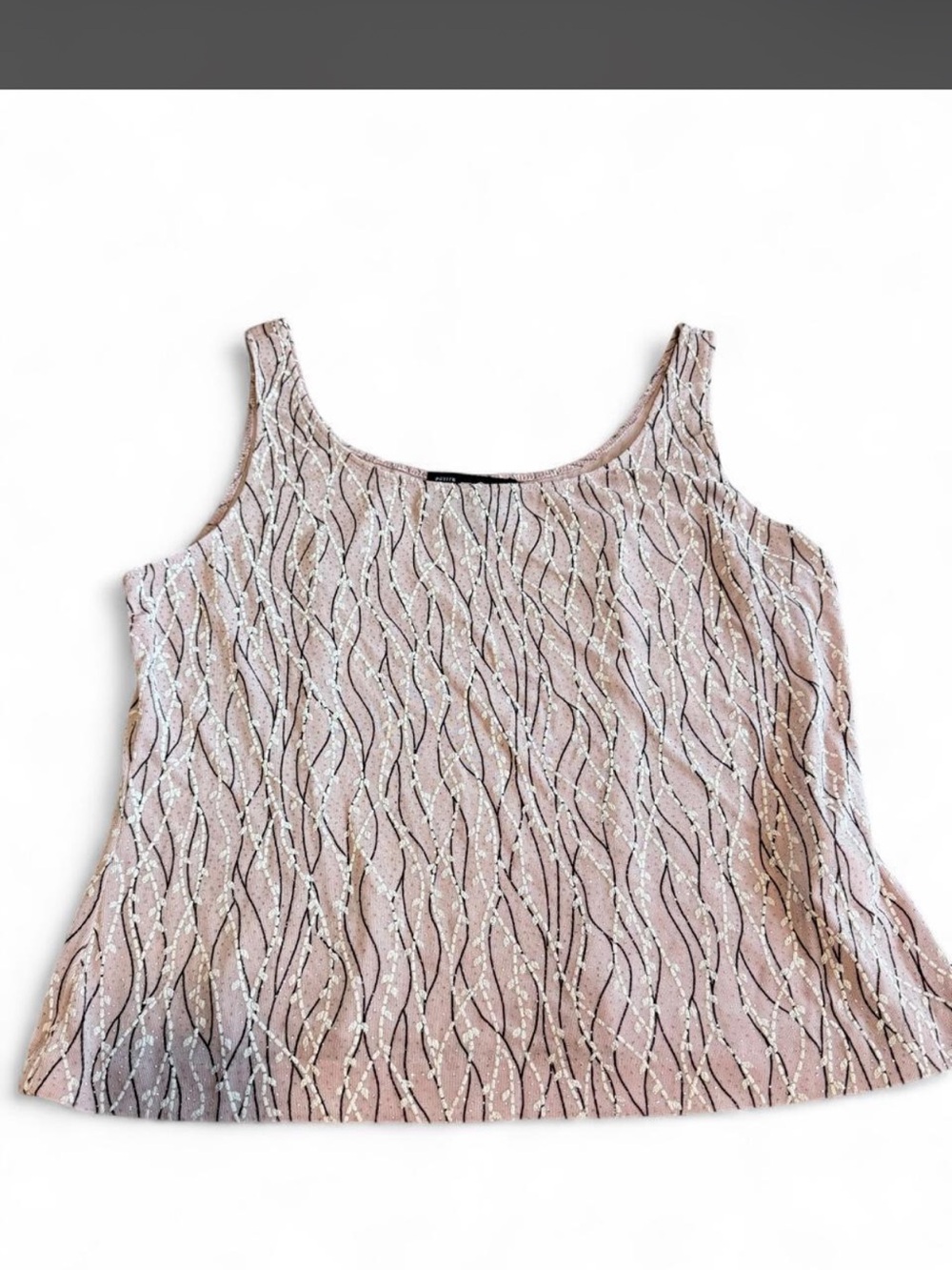 Alex Evenings Blush Pink Sequin Wave Tank